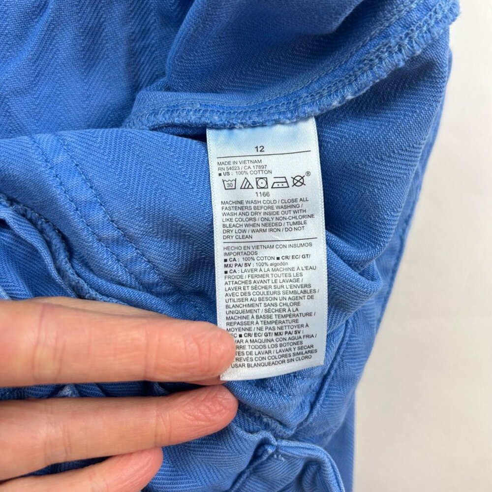 Old Navy Cornflower Blue Dyed Denim High Rise Baggy Wide Leg Pants 12 - Picture 5 of 7